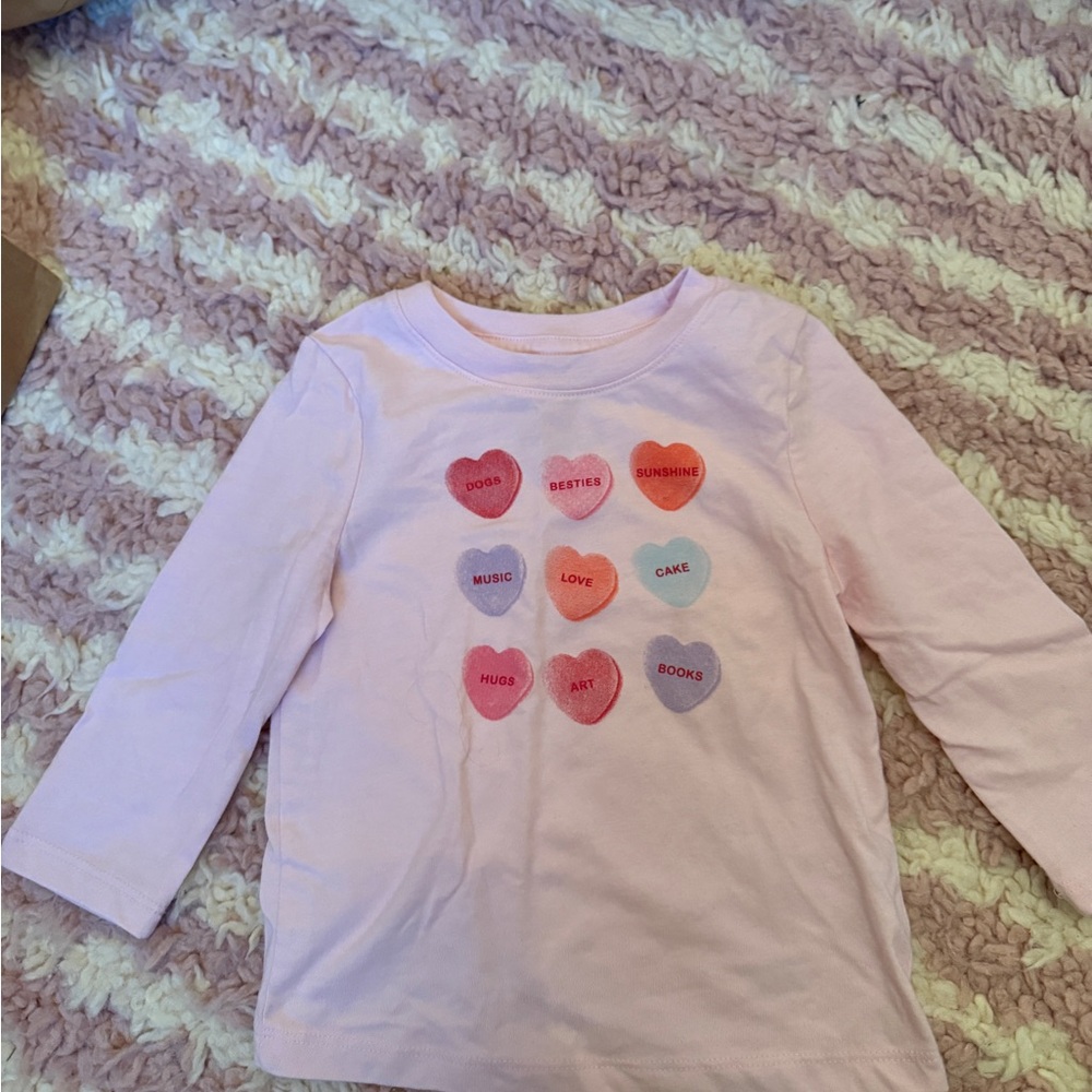 Cat & Jack Light Pink Long-Sleeve Tee with Heart Word Graphics